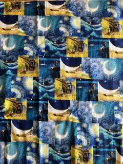 ゴッホ風　星月夜柄　コットン生地　135×50