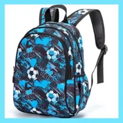 【人気商品】サッカー柄 リュック 大容量 ポケット付 青色 かっこいい
