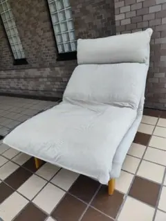 無印良品　ハイバックリクライニングソファ　ポリエステル平織　ベージュ