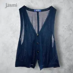 【jami SILK】　シルク100% ベスト　薄手　洗える　ネイビー　シンプル
