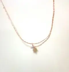 【華奢見え美人アクセ】ストーン ピンクゴールド ネックレス【御守りアクセ】