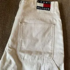 00sTOMMY HILFIGER ホワイトペインターカットオフハーフパンツ34