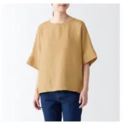 無印良品　ヘンプ洗いざらし半袖ブラウス婦人Ｍ/マスタード