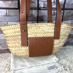 【極美品 保存袋付き】 ロエベ かごバッグ スモール ヤシの葉 カーフレザー