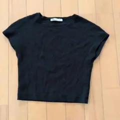 ZARA ブラック クロップドフレンチスリーブトップス M