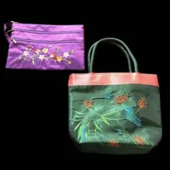 花柄刺繍ミニバッグとポーチ