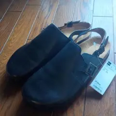 【新品未使用品】GU レザークロッグサンダル+E 黒 27cm