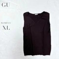 【GU】ワイドリブVネックセーター ノースリーブ サマーニット カジュアル 無地