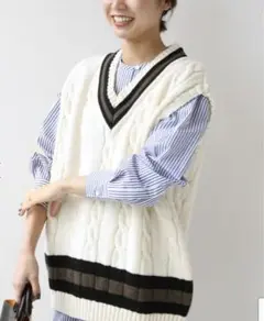 【Oldderby Knitwear】Vネックニットベスト◆