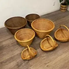 新品 バンブー バスケット 手持ちかご 7点セット