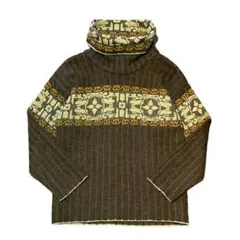 ☆90s FENDI デザイン ニット 総柄 ブランド古着 イタリア製 カシミヤ