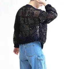 新品 【sin.ca】ブラックレース シアーブルゾン サイズM