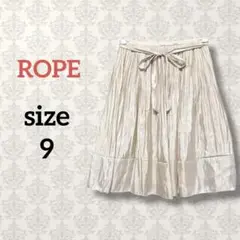 ロペ【9】プリーツフレアスカート ベージュ ウエストリボン ガーリー ROPE