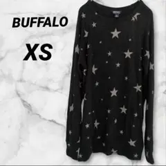 送料込❤BUFFALO 【XS】星柄 長袖ニット 男女兼用 ブラック