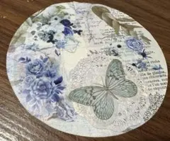 額縁コラージュ　ブルーモチーフ　原画