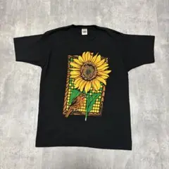 90s USA製 ヴィンテージ　Tシャツ　向日葵　ひまわり　鳥　アート　花