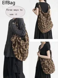 SHEIN チェック柄トートバッグ