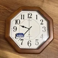 CITIZEN 八角形電波時計　掛け時計　木枠