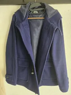 BEAMS フード付きダッフルコート L ブルー
