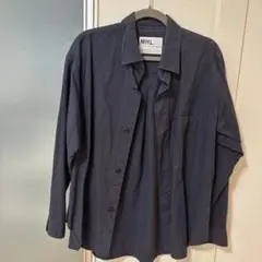 MHL. ストライプシャツ Lサイズ ダークブルー