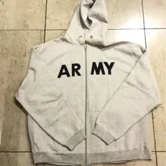 sh1187 グレー ARMY プリント パーカー L メンズ　US ARMY