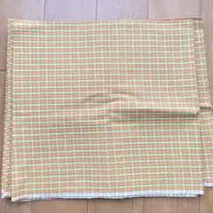 チェック　サッカー生地　緑赤茶黄　92×350