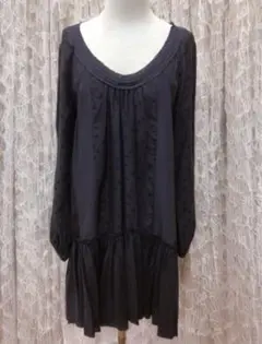 レベッカテイラー シルク ワンピース ミモレ丈 紫 レトロ調