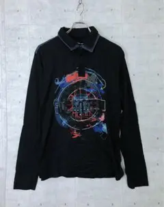 Desigual グラフィックプリント 襟付き長袖カットソー S ブラック