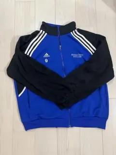 adidas ラグラン　ジップアップジャケット　トラックジャケット 青黒 9番