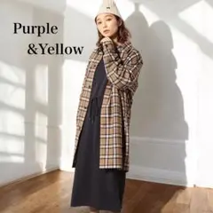 Purple&Yellow チェックライトコート Mサイズ