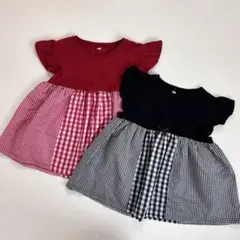 半袖 チェック柄 トップス 130cm 2枚セット
