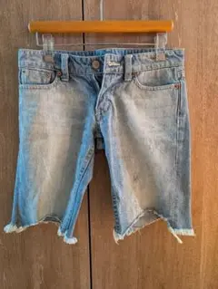 デニムショートパンツ ライトブルー カットオフ