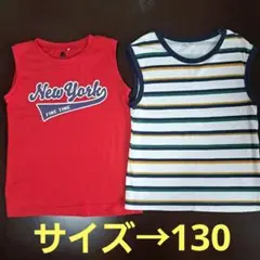 New Yorkプリント赤タンクトップ2枚セット