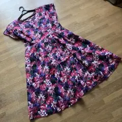 花柄 半袖 ワンピース Lサイズ