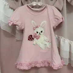 シャーリーテンプル♡うさぎアップリケギンガムフリルプルオーバー