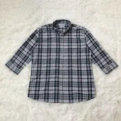 美品　クロッシー　COOL MAX 七分袖シャツ　ボタンダウン　チェック柄　L