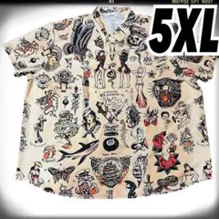 (592)アメトラタトゥー　レディ　スカル　鷹　蝶　ビックサイズ5XL アニマル