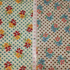 シーチング 花 水玉 レトロ 約50cm×35cm 2枚セット
