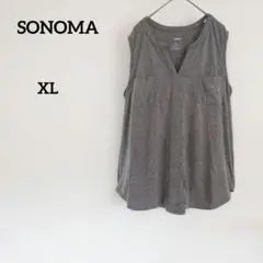 ソノマ グスプリットネック タンクトップ ノースリーブ モスグリーン XL
