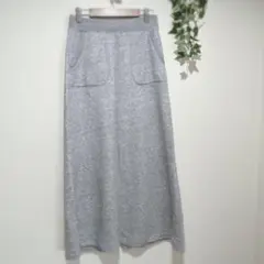 【ユニクロ】 スウェットロングスカート S グレー 前スリットあり