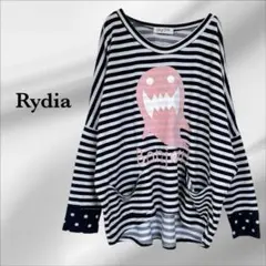 リディア》長袖 Tシャツ/カットソー【F】ネイビー 紺 大きい　おばけ柄 オバケ