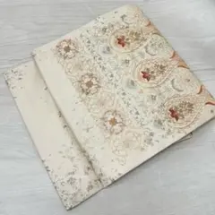 名古屋帯 引き箔 金駒刺繍 美しいデザイン 九寸 正絹 着物 RO-4370