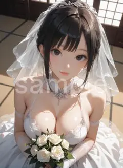 wd16● AI 美女 A4 ポスター 光沢紙 ウェディングドレス 花嫁 人妻