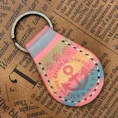 1点限定♡刻印染めアンカーのキーホルダー 国産高級本革