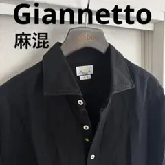 【美品】Giannetto ホリゾンタルカラーコットンリネンシャツ 44