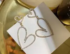 ハート ダブルハート ピアス 2連ハート 大きめ ゴールド