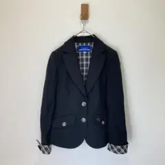 BURBERRY ジャケット テーラード 裏地チェック 刺繍 ホース 黒