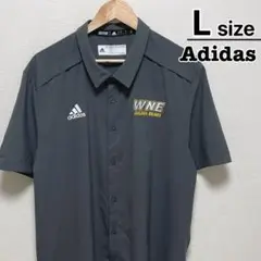 Adidas　チームシャツ　L　半袖　ダークグレー　カレッジ　ユニフォーム　古着