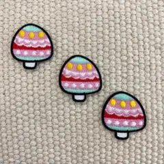 刺繍ワッペン　キノコ　マッシュルーム　3枚セット
