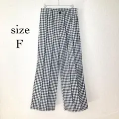 ✨美品✨フレアパンツ【Ｆ】ギンガムチェック　ハイウエスト　ストレッチ　薄手